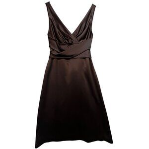 After Six Womens V Neck Formal Bridesmaid Dress Sleeveless Size 8 Espresso Brown